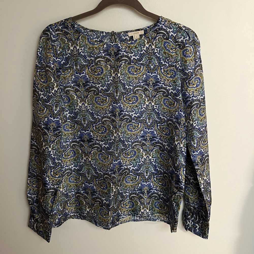 J Crew 100% Silk Blouse Size 4